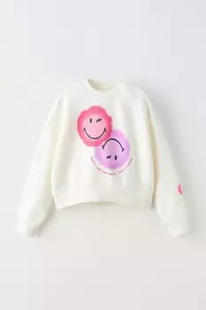 Толстовка smileyworld ZARA, устрично-белый