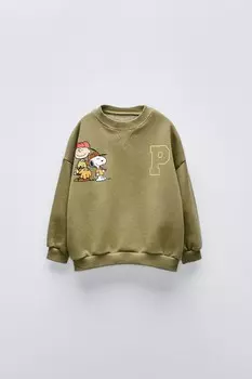 Толстовка snoopy peanuts ZARA, хаки