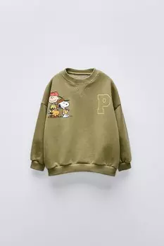 Толстовка snoopy peanuts ZARA, хаки