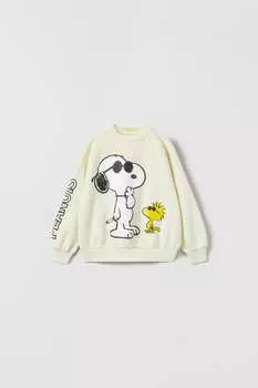 Толстовка snoopy peanuts ZARA, пастельный желтый