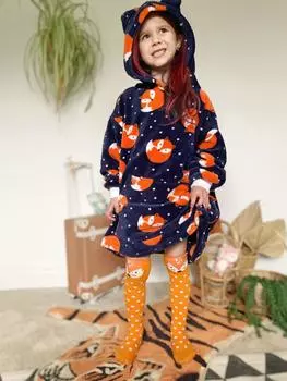 Толстовка Snuggle из сверхмягкого флиса Sleepy Fox Fox In A Box, темно-синий