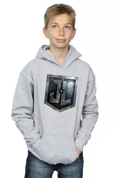 Толстовка со щитом из фильма «Лига справедливости» DC Comics, серый