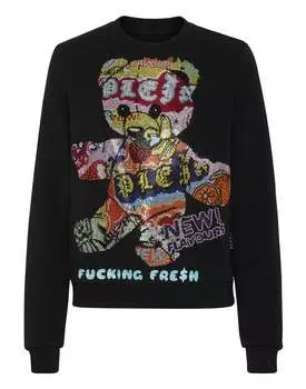 Толстовка со стразами и круглым вырезом Tutti Frutti PHILIPP PLEIN, черный