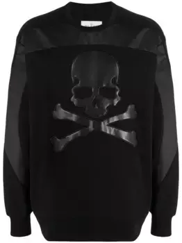 Толстовка со вставками и нашивкой Skull Philipp Plein, черный