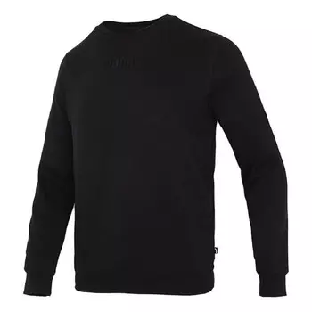 Толстовка solid color logo sports round neck pullover black Puma, черный