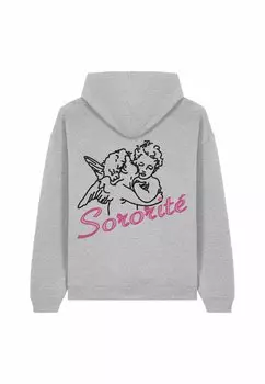Толстовка SORORITE BACK EMBROIDERY UNISEX OVERSIZE con cappuccio Mira Paris, металлик серый