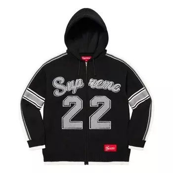 Толстовка sport zip up hooded sweater 'black white' Supreme, черный