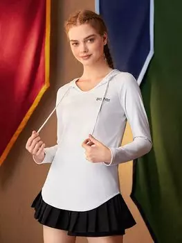 Толстовка спортивная Shein с изогнутым подолом, белый