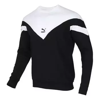 Толстовка sports round neck knit pullover black white Puma, черный