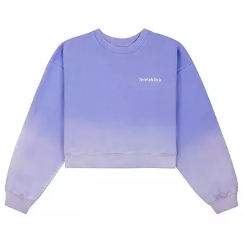 Толстовка Sporty & Rich Serif Logo Embroidered Cropped Crewneck, цвет Dip Dye Blue/White