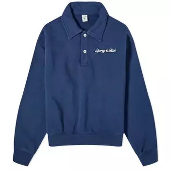 Толстовка Sporty & Rich Syracuse Embroidered Polo, темно-синий