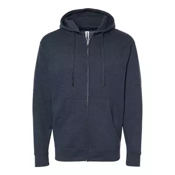 Толстовка среднего веса с капюшоном и молнией во всю длину Independent Trading Co., цвет Classic Navy Heather
