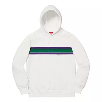 Толстовка ss19 chest stripe logo hooded sweatshirt white logo Supreme, белый