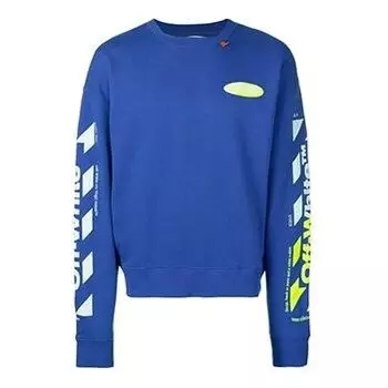 Толстовка ss19 diagonals crew neck sweater Off-White, синий