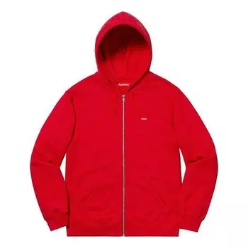 Толстовка ss19 small box zip up sweatshirt chest small label zipper red Supreme, красный