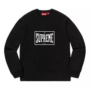 Толстовка ss19 warm up crewneck black chest logo pullover Supreme, черный