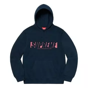 Толстовка ss20 week 1 reflective cutout hooded sweatshirt logo Supreme, синий