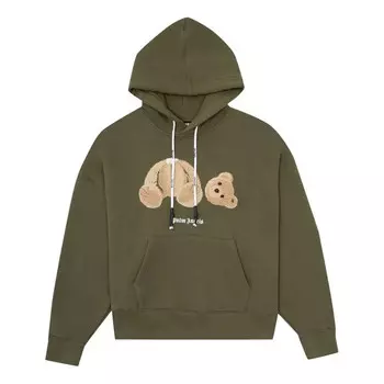 Толстовка ss21 bear hoodie 'military brown' Palm Angels, зеленый