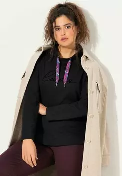 Толстовка STAND-UP COLLAR LONG SLEEVE Ulla Popken, черный