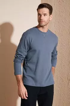 Толстовка стандартного кроя из 100% хлопка с круглым вырезом 5905503 Buratti, синий