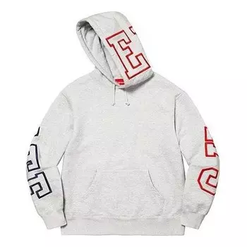 Толстовка state hooded sweatshirt 'grey black red' Supreme, серый
