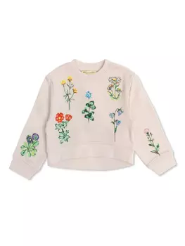 Толстовка Stella McCartney Kids с цветочной вышивкой, нейтральный