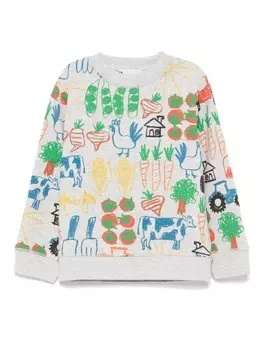 Толстовка Stella McCartney Kids с принтом «фермерский двор», серый