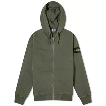 Толстовка Stone Island Garment Dyed Malfile Zip, темно-зеленый