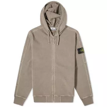 Толстовка Stone Island Garment Dyed Malfile Zip, коричнево-серый