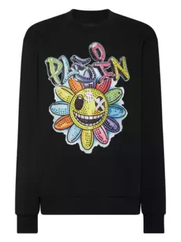 Толстовка Stones Smile с цветочным декором Philipp Plein, черный