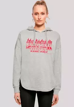 Толстовка STRANGER THINGS FLAMES NETFLIX TV SERIES - Hoodie F4NT4STIC, серый