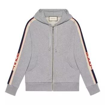 Толстовка stripe webbing zipper autumn hoodies 'gray' Gucci, серый