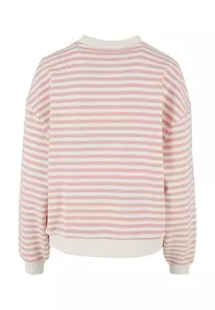 Толстовка Striped Crewneck Urban Classics, лимонадно-розовый белый песочный