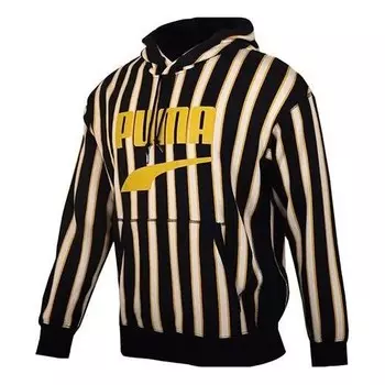 Толстовка striped hoodie 'black yellow white' Puma, черный