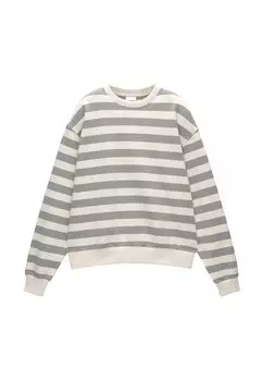 Толстовка STRIPED OVERSIZE PULL&BEAR, цвет grey