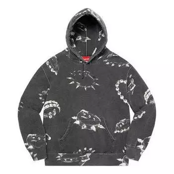 Толстовка studded collars hooded sweatshirt 'grey white' Supreme, серый
