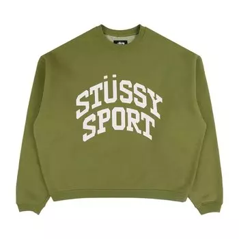 Толстовка Stussy Big Crackle Sport Crewneck, зеленый