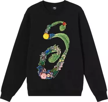 Толстовка Stussy Floral S Crew 'Black', черный