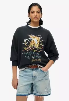 Толстовка SUIKA EMBROIDERED LOOSE CREW Superdry, черный
