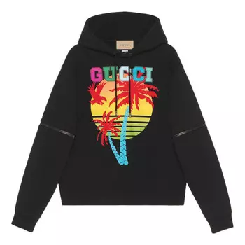 Толстовка sunset hooded sweatshirt with removable sleeves 'black' Gucci, черный