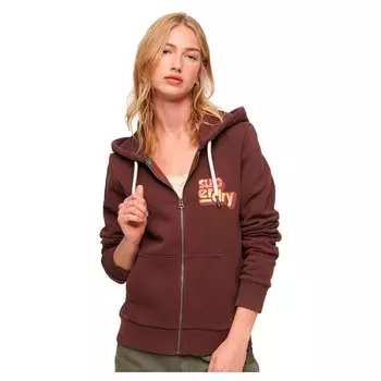 Толстовка Superdry 70S Classic Logo Full Zip, коричневый