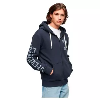 Толстовка Superdry Athletic Coll Graphic Full Zip, синий