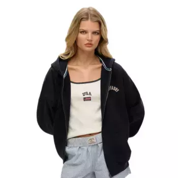 Толстовка Superdry Athletic Ess Oversized full zip, черный