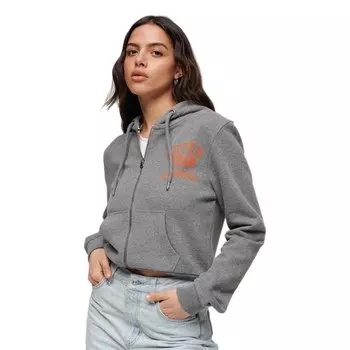 Толстовка Superdry Athletic Essential Crop Full Zip, серый