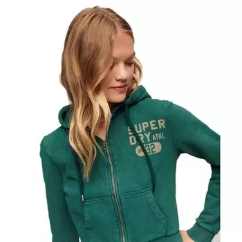 Толстовка Superdry Athletic Essential Crop Full Zip, зеленый