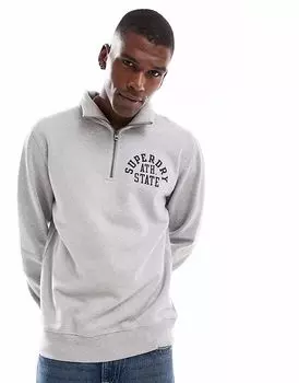 Толстовка Superdry Athletic Essentials с застежкой-молнией на половину длины серого меланжевого цвета