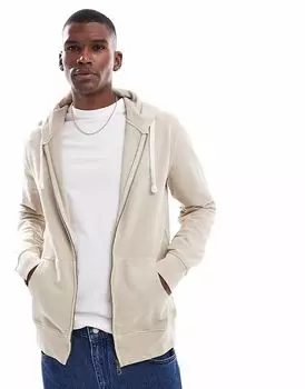 Толстовка Superdry Classic Essential на молнии светло-бежевого цвета