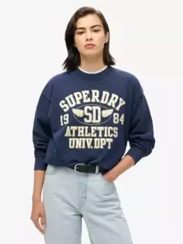 Толстовка Superdry College Script Loose, цвет deep indigo navy