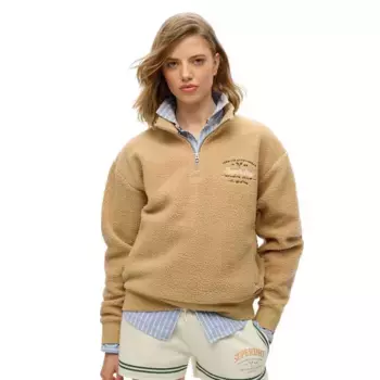 Толстовка Superdry Country Club Fleece half zip, бежевый