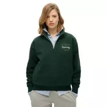 Толстовка Superdry Country Club Fleece half zip, зеленый
